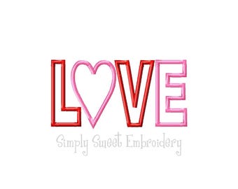 LOVE Machine Embroidery Applique Design - 3 Sizes
