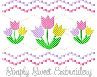 Faux Smocking Tulips Machine Embroidery Design