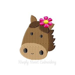 女の子の馬の顔のミニ機械刺繍デザイン