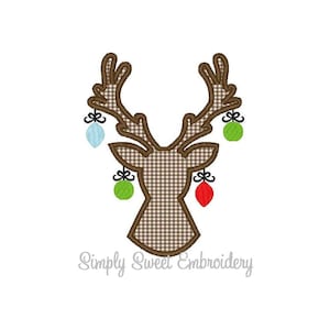 Christmas Reindeer Head Ornaments Machine Embroidery Applique Design