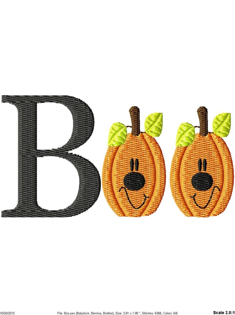 Boo Halloween Pumpkins Machine Embroidery Design image 1