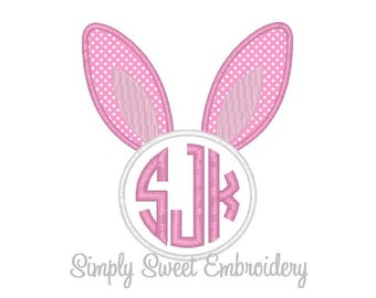 Easter Bunny Ears Monogram - Machine Embroidery Applique Design