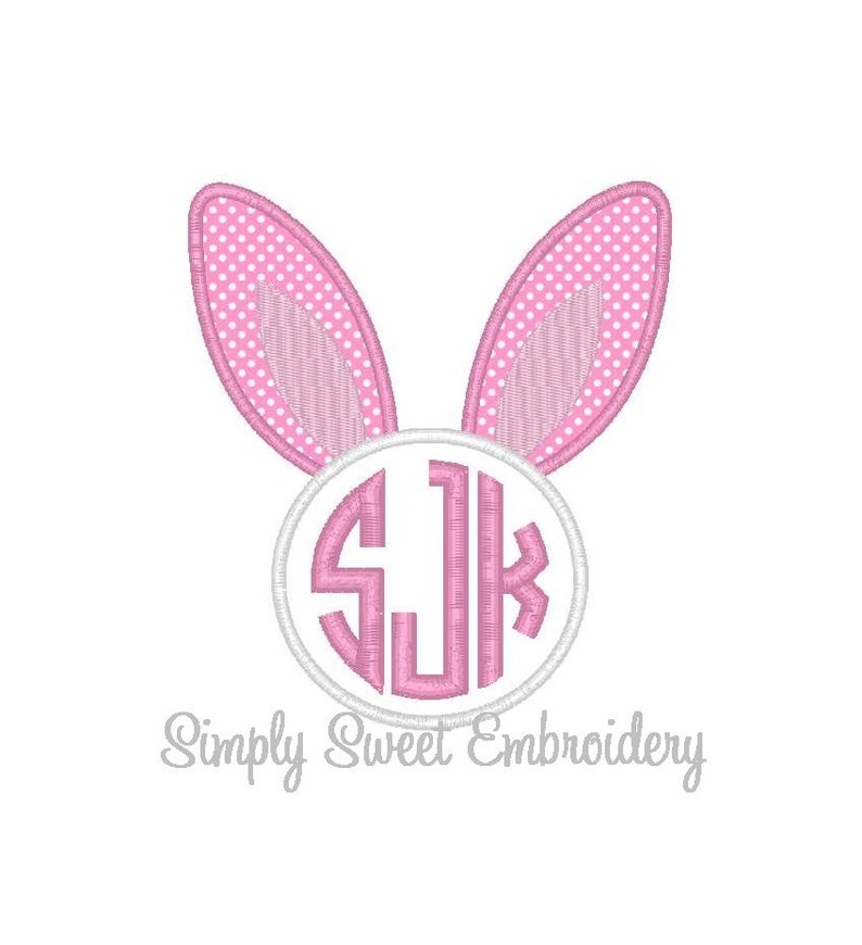 Easter Bunny Ears Monogram Machine Embroidery Applique Etsy