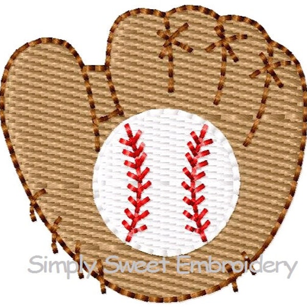 Baseball Glove & Ball Machine Embroidery Design, Baseball Embroidery Etsy