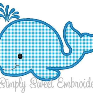 Cute Whale Applique Machine Embroidery Design