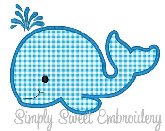 Cute Whale Applique Machine Embroidery Design