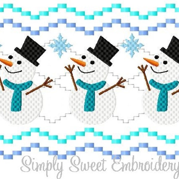 Faux Smocking Snowman Machine Embroidery Design