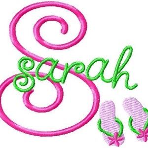 Flip Flop Design Machine Embroidery Monogram Font Set