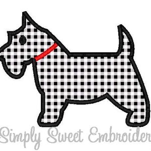 Scottie Dog Machine Embroidery Applique Design