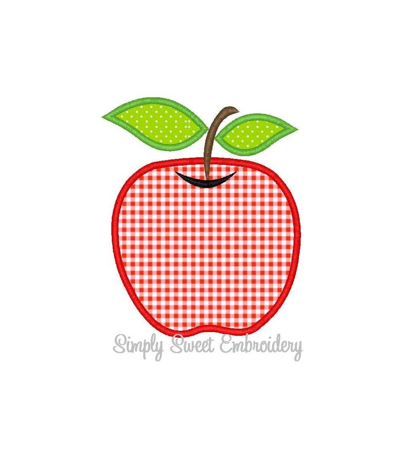 Apple Machine Embroidery Applique Design image 1