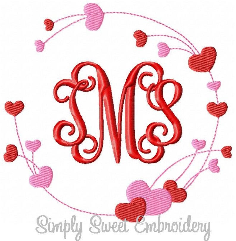 Valentines Heart Monogram Frame Machine Embroidery Design Etsy