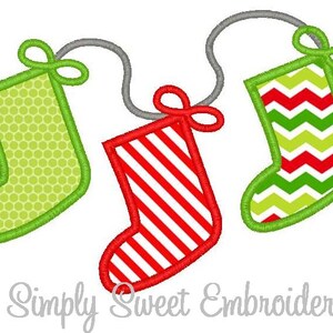 Three Stockings Machine Embroidery Applique Design