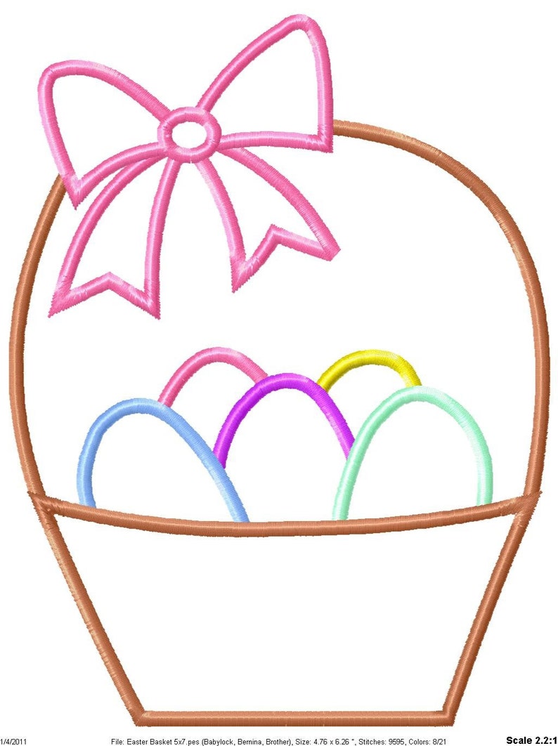 Easter Basket Machine Embroidery Applique Design - Etsy