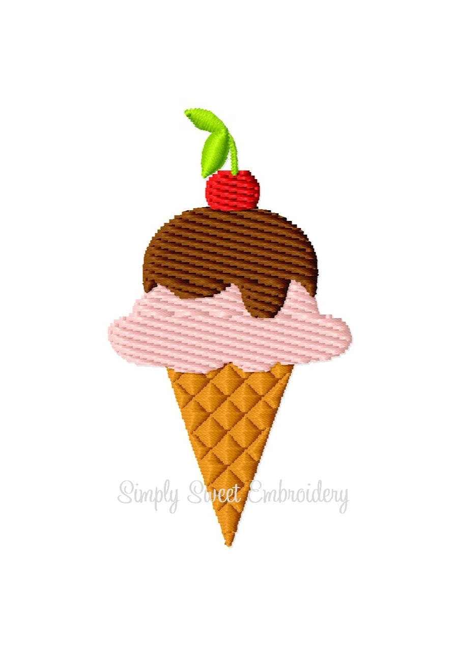Ice Cream Cone Machine Embroidery Design Mini Etsy