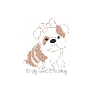 Sketch Girl Bulldog Machine Embroidery Design
