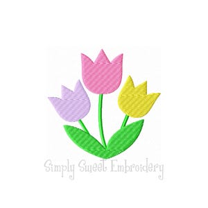 Drei Tulpen Mini Stickdatei, 7 Größen