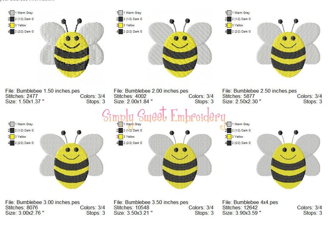 Bumble Bee Machine Embroidery Mini Design - Etsy
