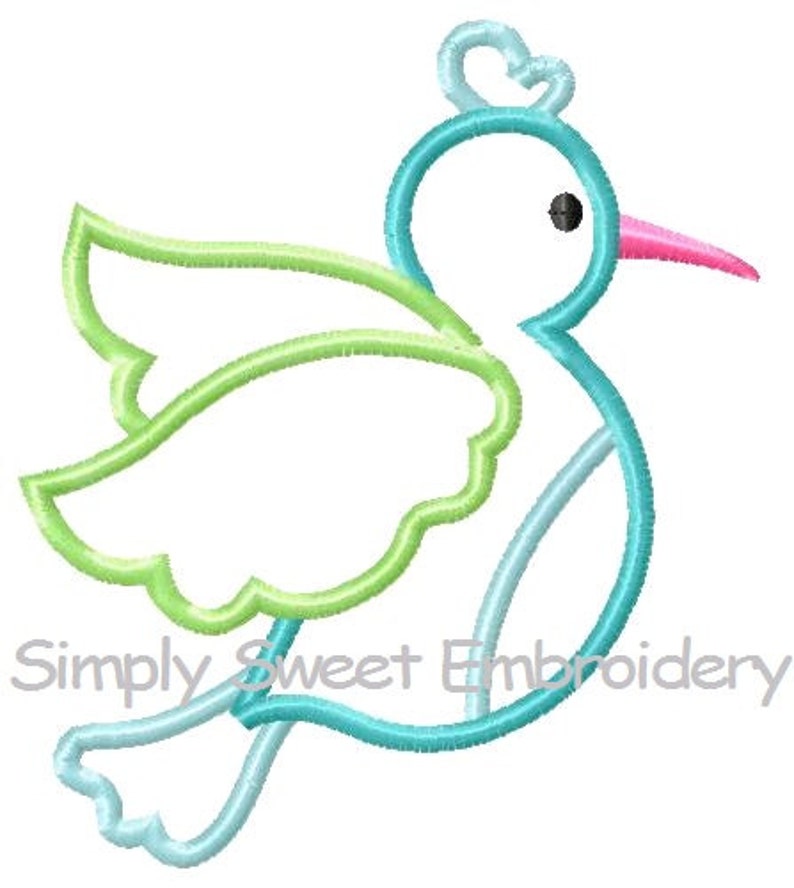 Hummingbird Machine Embroidery Applique Design image 2