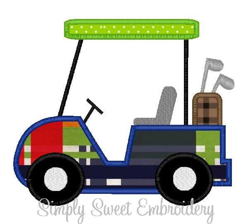 Golf Cart Machine Embroidery Applique Design Etsy