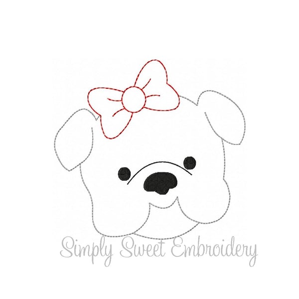 Quick Stitch Girl Bulldog Machine Embroidery Design