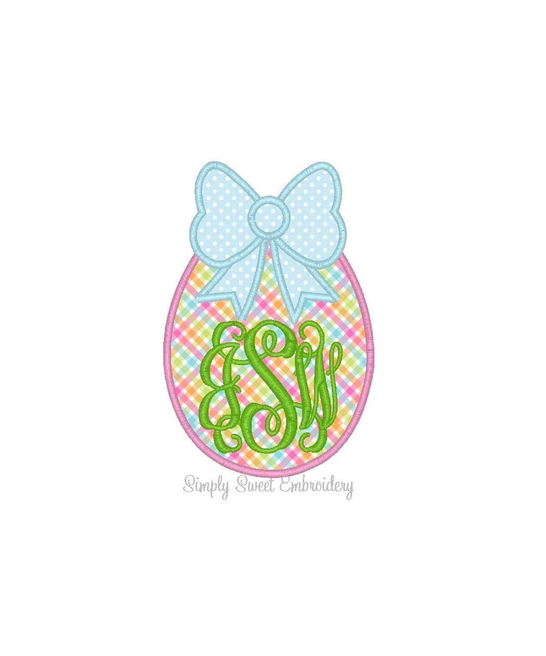 Easter Egg Bow Machine Embroidery Applique Design - Etsy