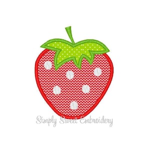 Strawberry Machine Embroidery Applique Design 2 Sizes