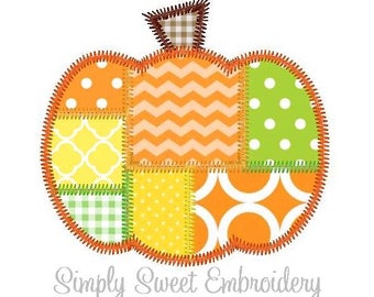 Patchwork Pumpkin Machine Embroidery Applique Design
