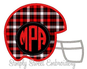 Football Helmet Monogram Machine Embroidery Applique Design