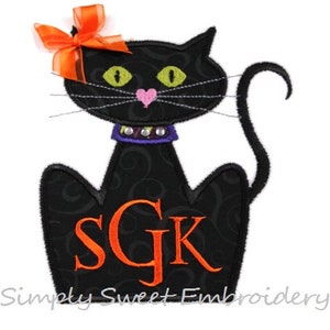 Black Cat 2 Machine Embroidery Applique Design