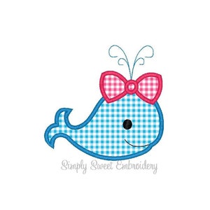 Girl Whale Machine Embroidery Applique Design