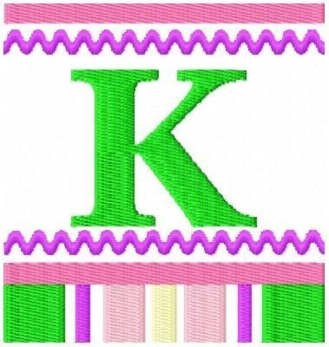 Ric Rac Striped Font Monogram Machine Embroidery Design - Etsy