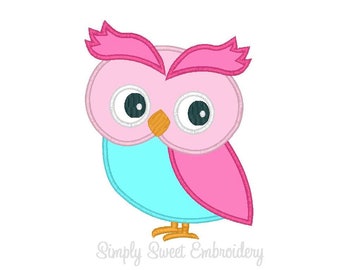 Girl Owl Machine Embroidery Applique Design