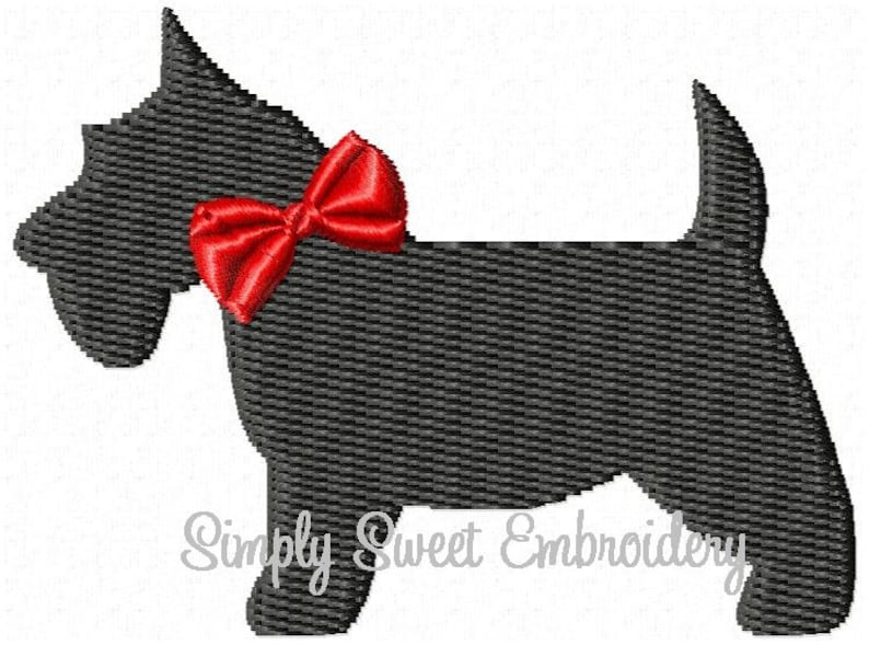Girl Scottie Dog Machine Embroidery Mini Design