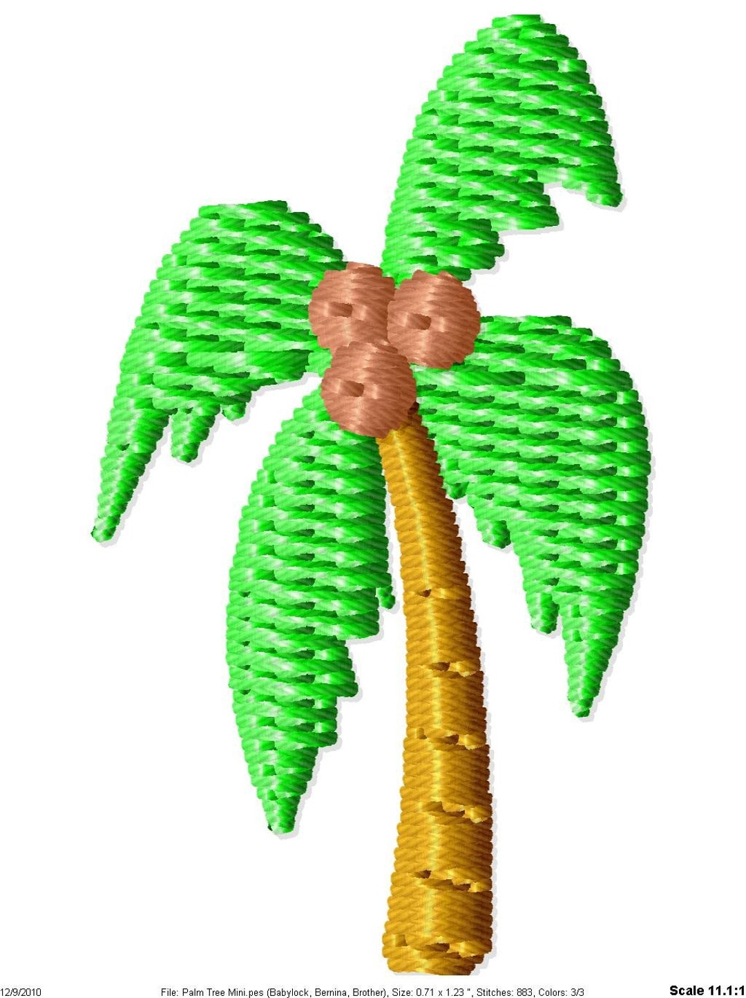 Palm Tree Machine Embroidery Design Mini Etsy