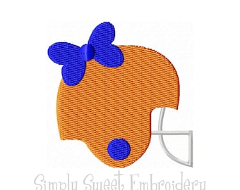 Football Helmet Bow Mini Machine Embroidery Design - 6 sizes