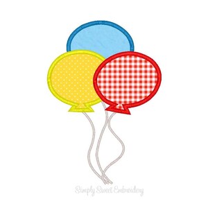 Three Balloons Machine Embroidery Applique Design image 1