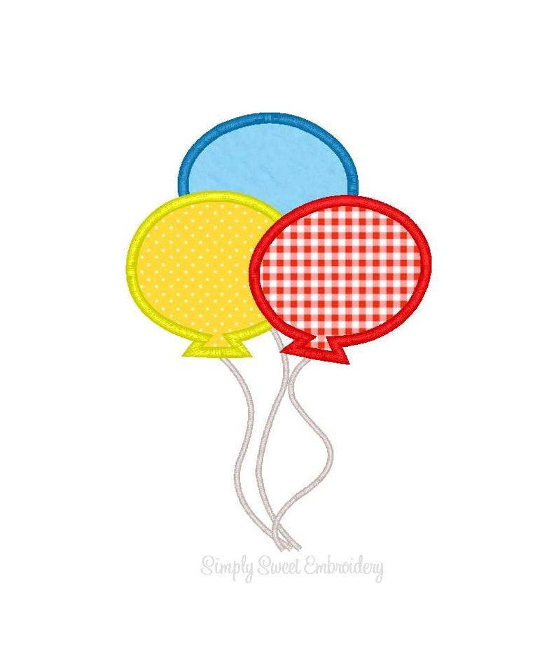 Three Balloons Machine Embroidery Applique Design image 1