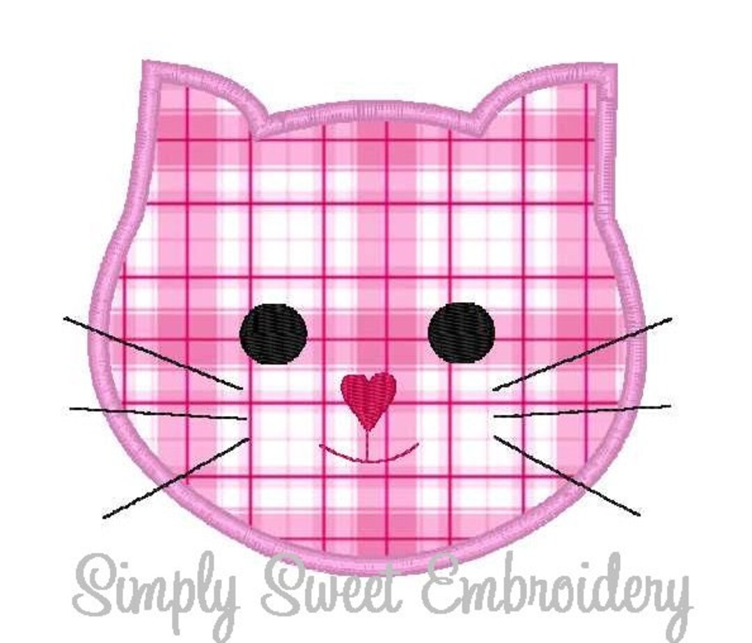 Kitty Cat Face Machine Embroidery Applique Design - Etsy