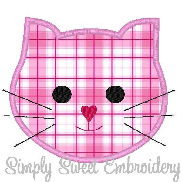Kitty Cat Face Machine Embroidery Applique Design