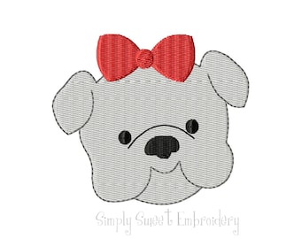 Girl Bulldog Mini Machine Embroidery Design - 7 sizes