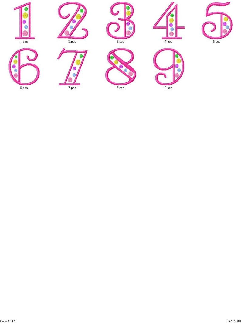 Outline Dots Numbers Machine Embroidery Design Set image 2