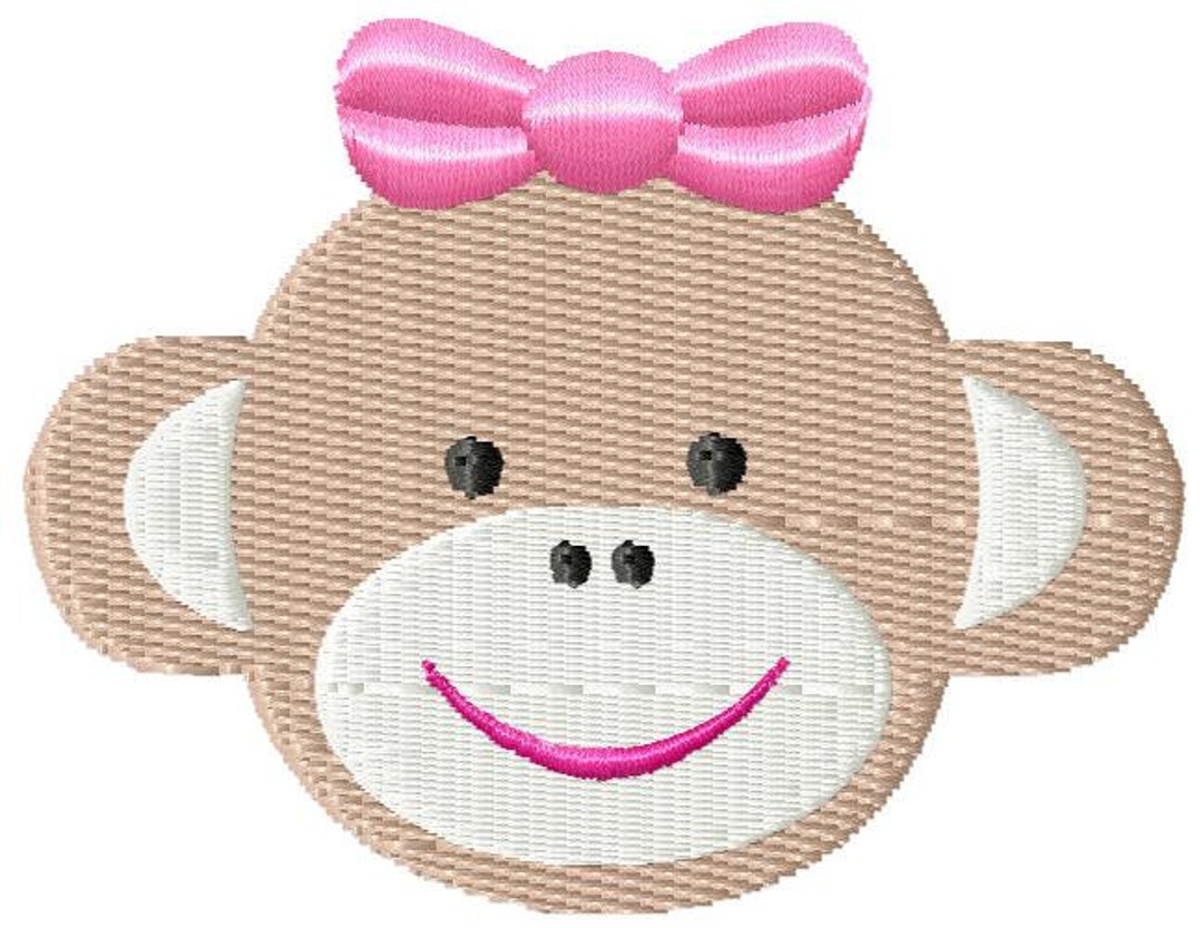 Girl Sock Monkey Mini Machine Embroidery Design Etsy