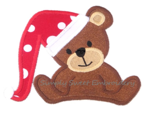 Christmas Bear Machine Embroidery Applique Design