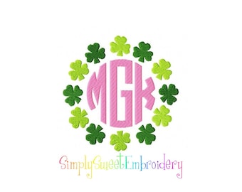 St. Patrick's Day Shamrock Circle Frame Machine Embroidery Design