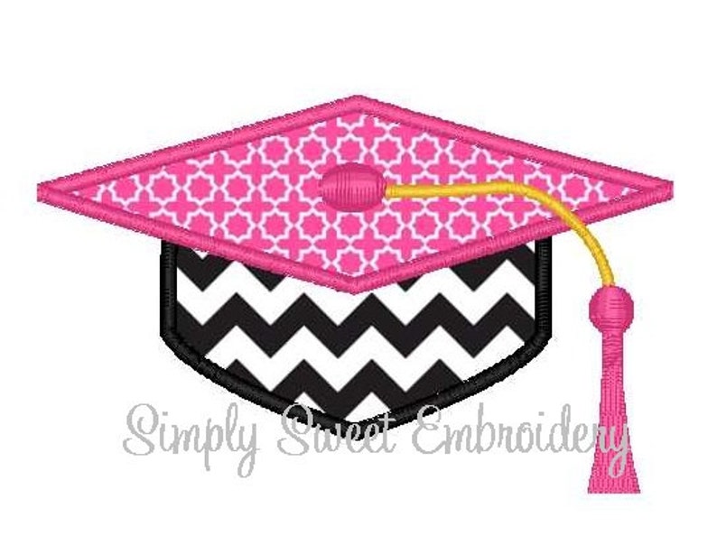 Graduation Hat Machine Embroidery Applique Design Etsy