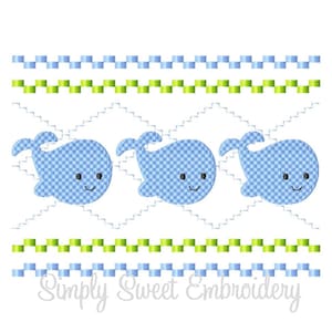 Faux Smocking Whales Machine Embroidery Design