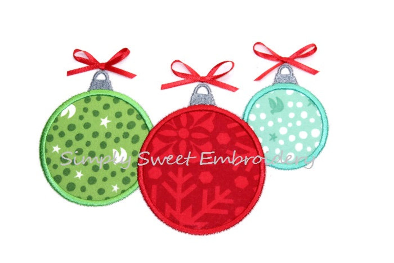 Three Ornaments Machine Embroidery Applique Design Etsy