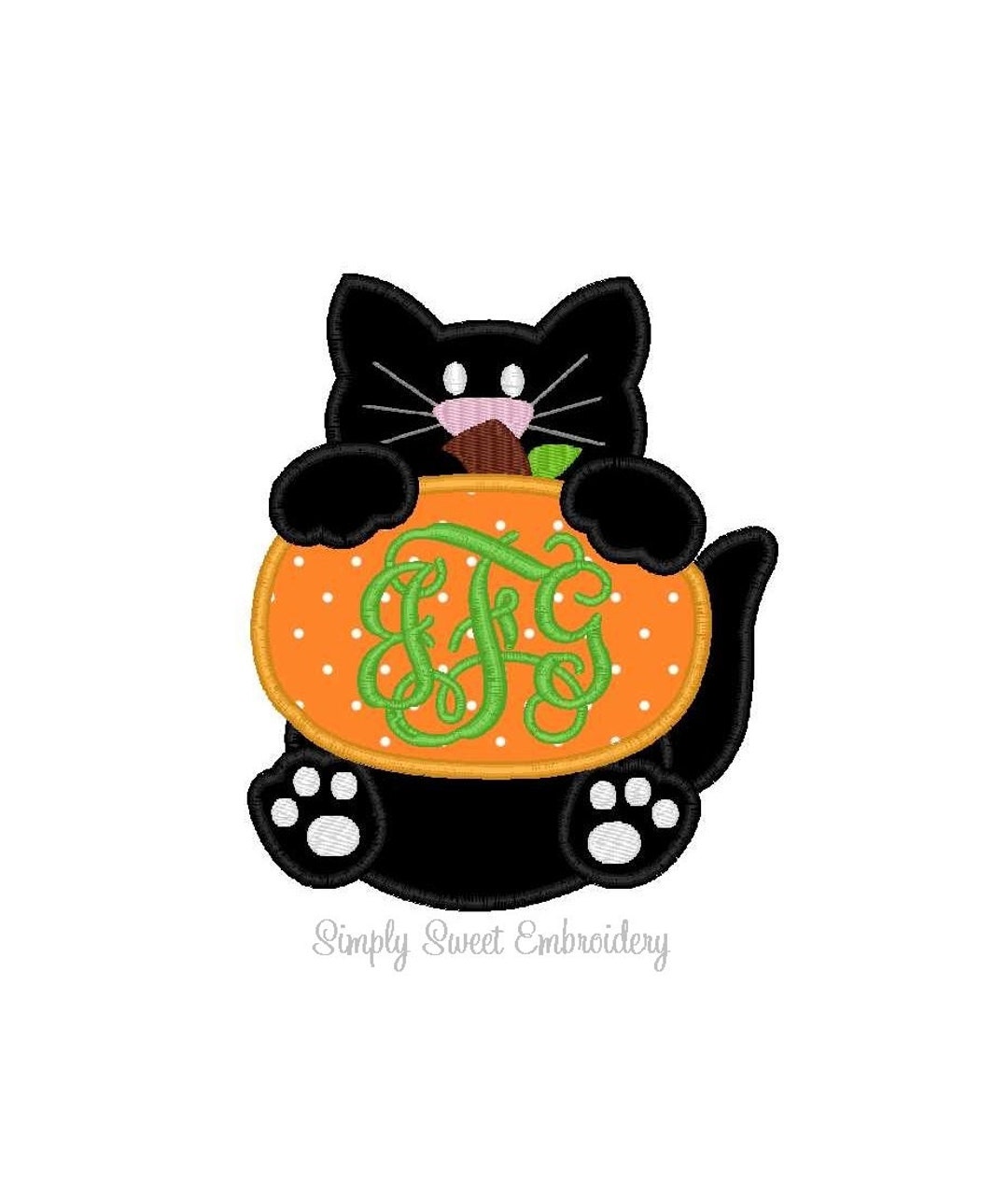 Halloween Cat Pumpkin Machine Embroidery Applique Design - Etsy