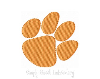 Tiger Paw Print with Outline Stitch Mini Machine Embroidery Design - 5 sizes