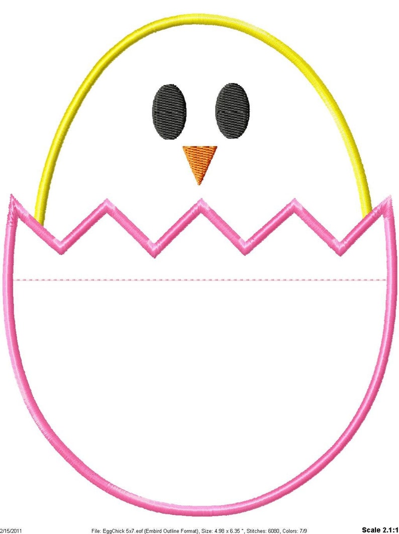 Easter Egg Chick Machine Embroidery Applique Design - Etsy